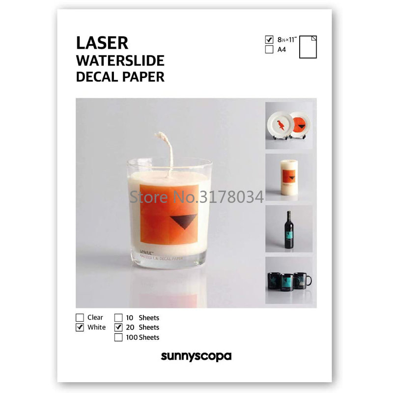 Waterslide Decal Paper - A4 화이트 컬러 레이저 프린터 워터