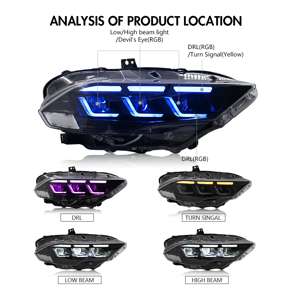 포드 머스탱 헤드라이트용 DRL 데빌스 아이즈 프로젝터 - Model Kit Mustang 리뷰 및 가격