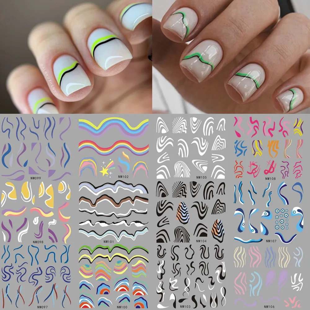 프랑스어 팁 네일 슬라이더 스티커 문신 기하학 라인 네 - Waterslide Decal Paper 리뷰 및 가격