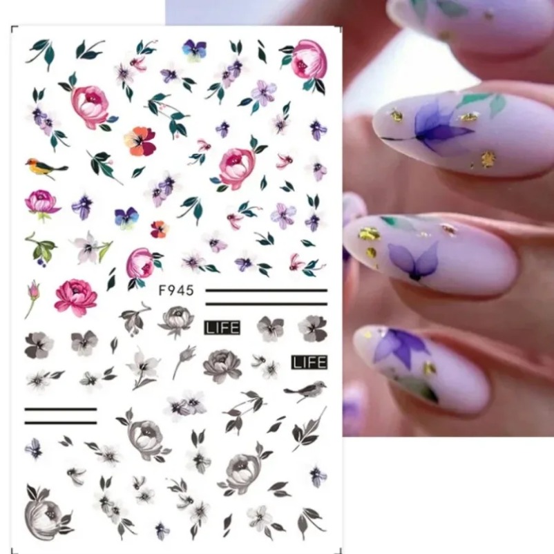 화려한 꽃 3D 네일 스티커 녹색 잎 꽃 데이지 봄 네 - Waterslide Decal Paper 리뷰 및 가격