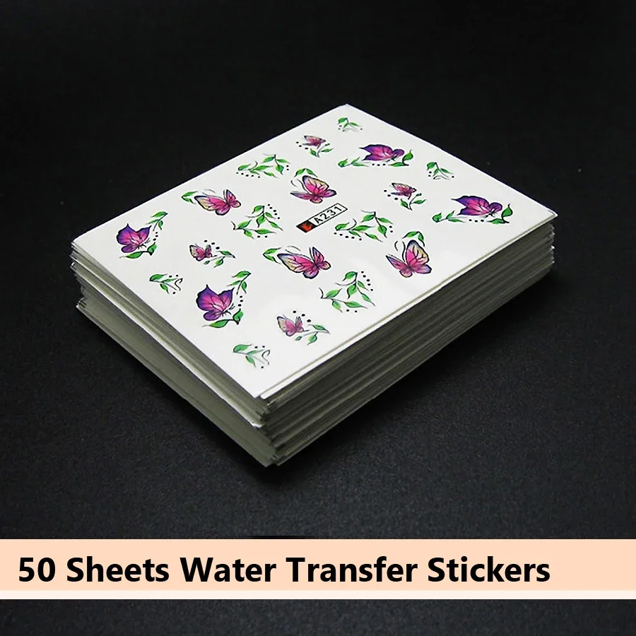 50 Pcs 네일 스티커 혼합 디자인 물 전사 네일 아 - Waterslide Decal Paper 리뷰 및 가격