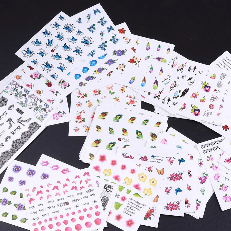 50 Pcs 네일 스티커 혼합 디자인 물 전사 네일 아 - Waterslide Decal Paper 리뷰 및 가격