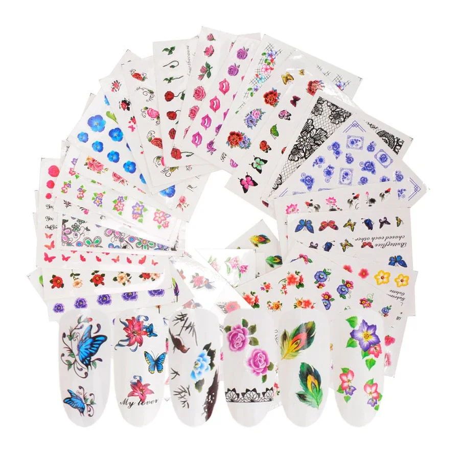 50 Pcs 네일 스티커 혼합 디자인 물 전사 네일 아 - Waterslide Decal Paper 리뷰 및 가격